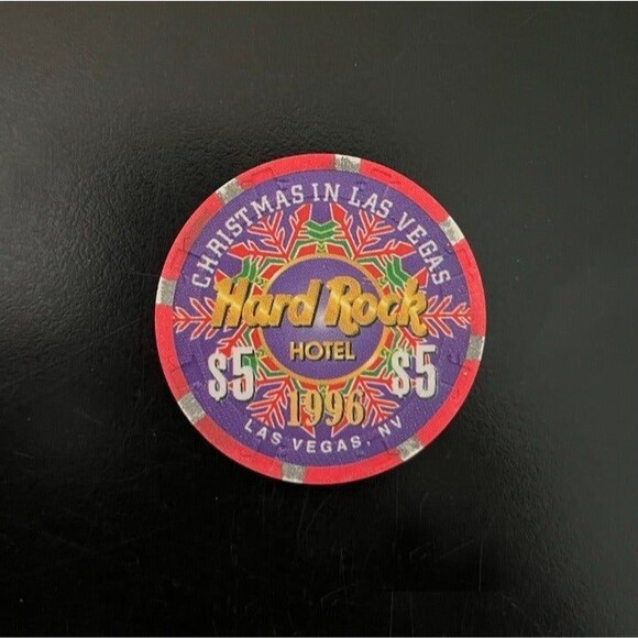 Rare! Hard Rock Casino Chip $5 Christmas 1996. Artist Proof. - Picture 2 of 2
